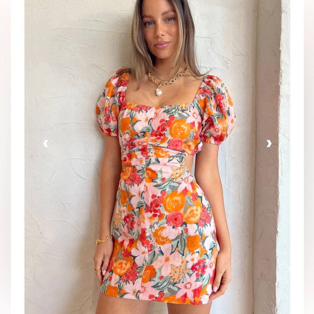 NWT OWNLEY LENNY MINI DRESS IN ORANGE BLOSSOM